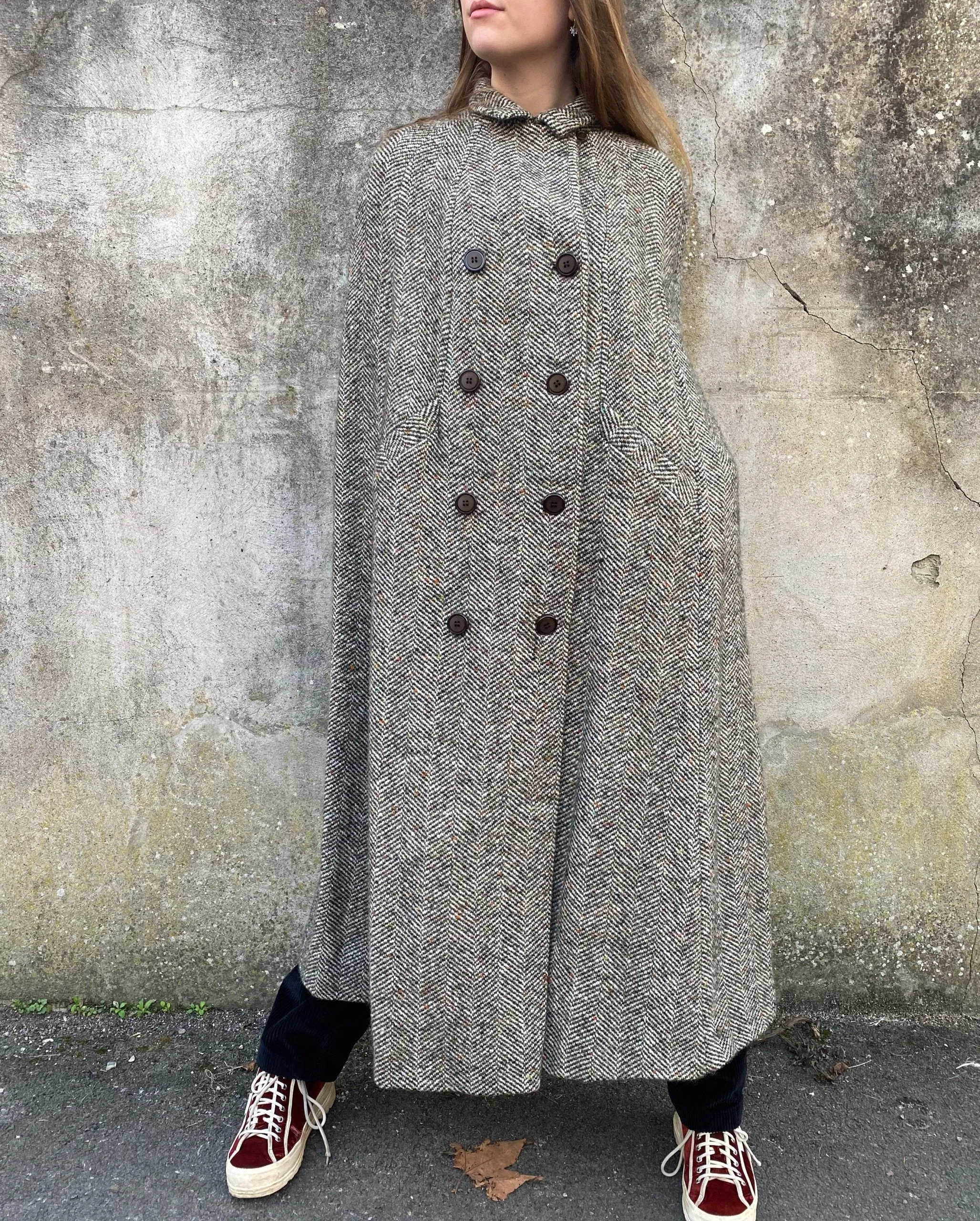 Polished 1960/70s Tweed Double-Breasted Cape