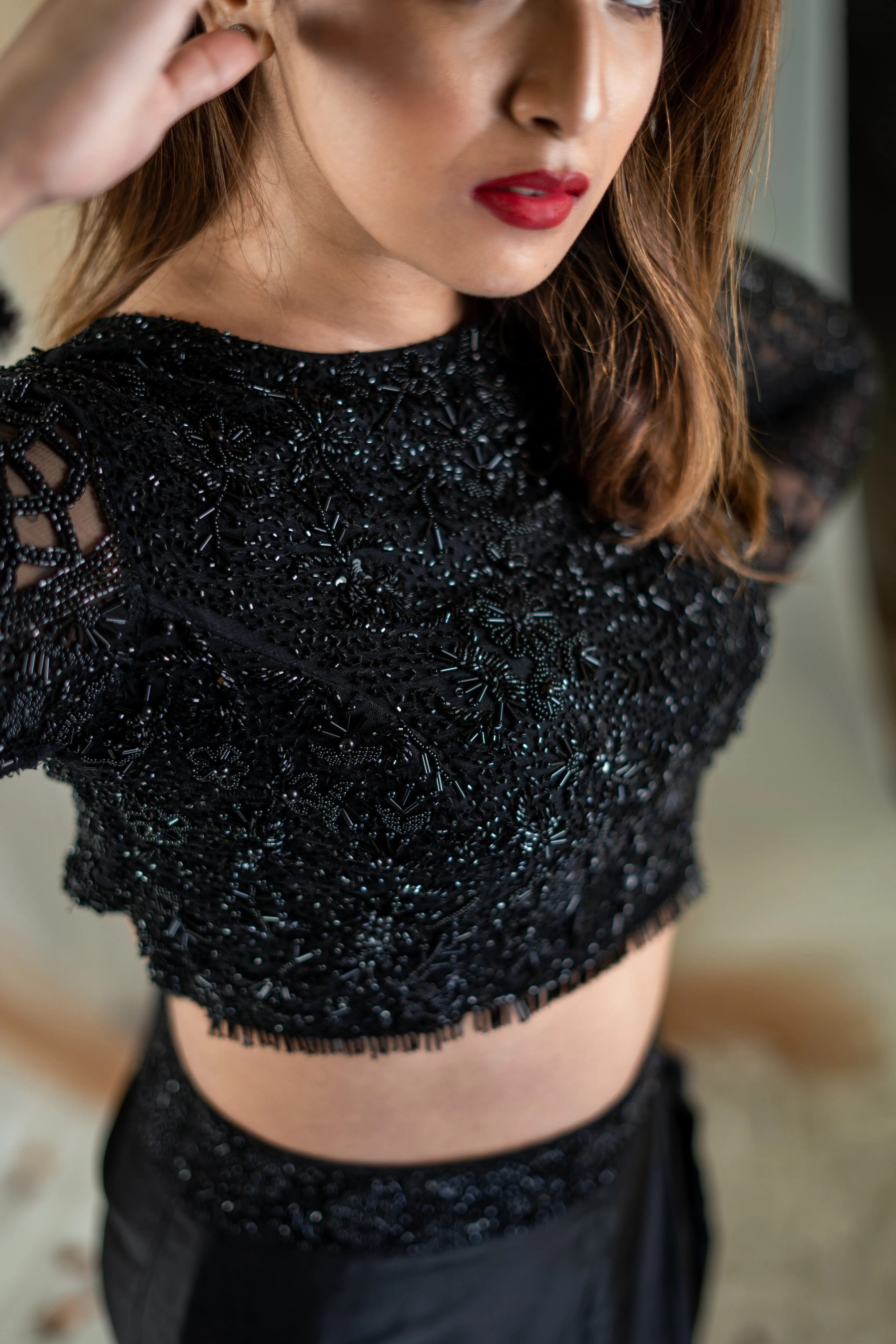 Raven Black Embellished Blouse