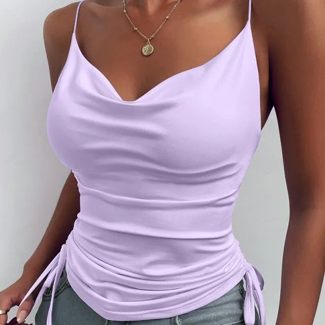 Satin Thin Wild Solid Camis Vest Women Tank Tops 2021 Summer New Sexy Strap Basic Tops Slim Sleeveless Camisole