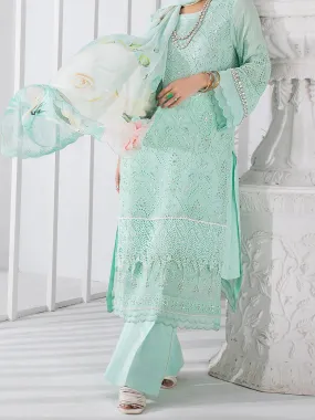 Sea Green Bemberg Chiffon 3 Piece Formal Stitched - AL-3PS-LS-310