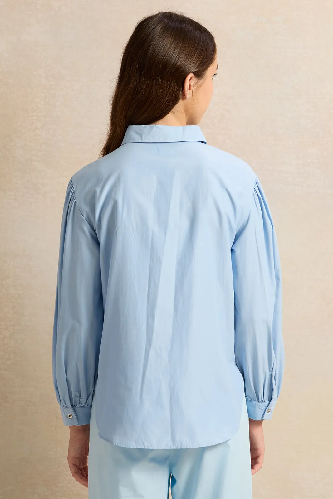 Senior Girls Blue Collared Shirt Blouse