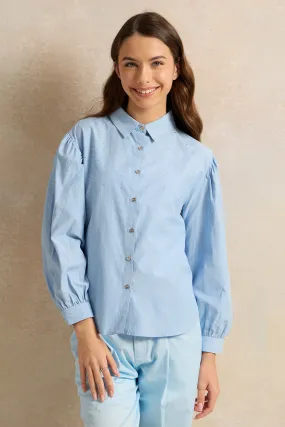 Senior Girls Blue Collared Shirt Blouse