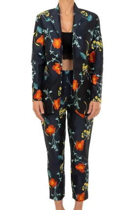 Silk Cigarette Trousers in Poppy