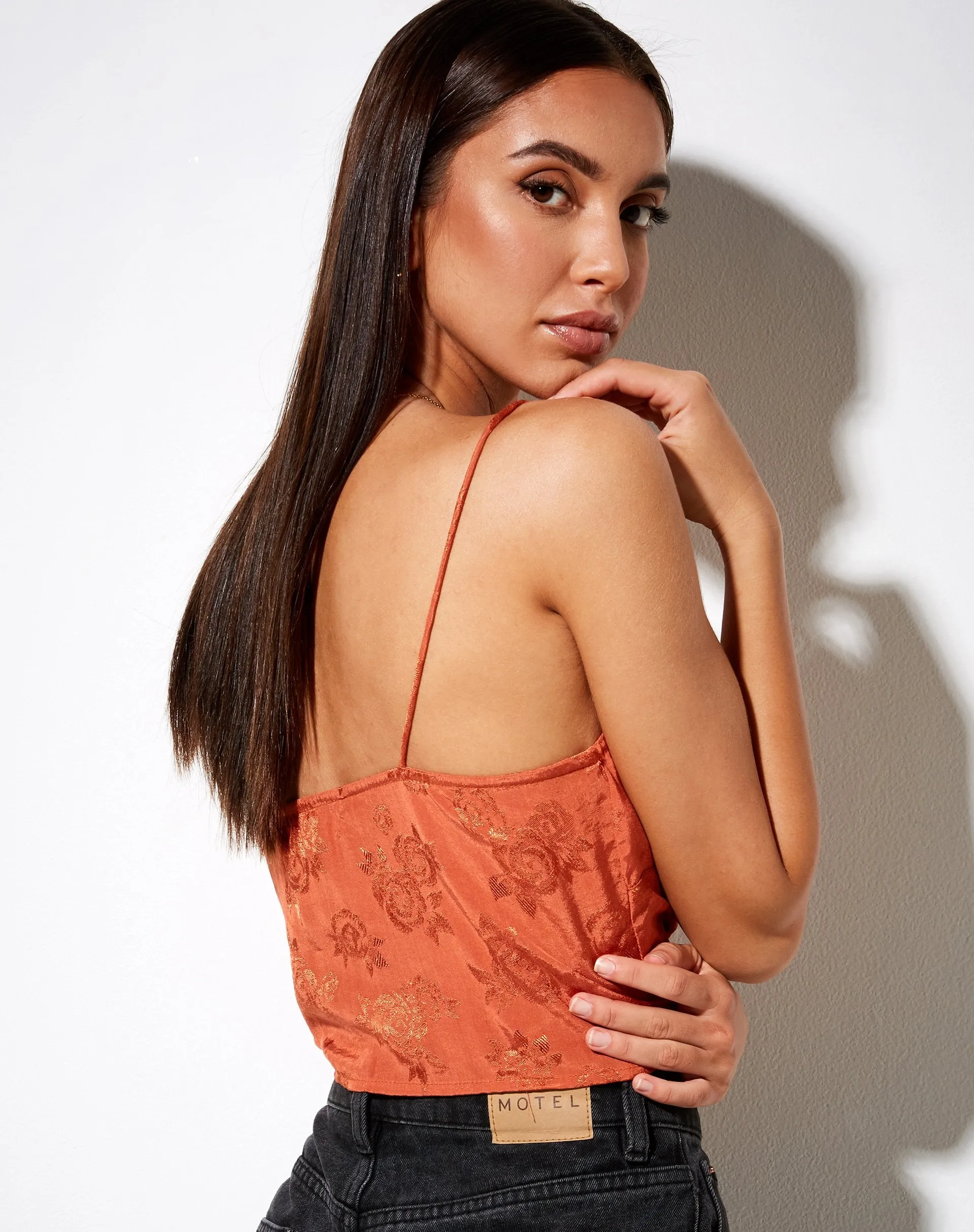 Sipa Crop Top in Satin Rose Copper