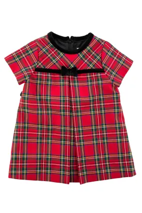 Tartan Plaid Dress With Pleat And Bow