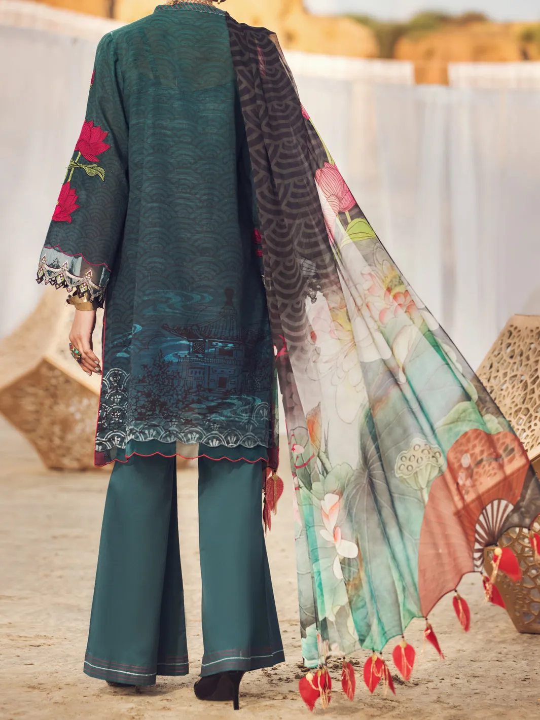 Teal Khaddar 3 Piece Stitched - AWP-3PS-341