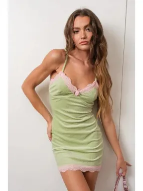 Velvet Corduroy Mini Dress - Apple Mint -