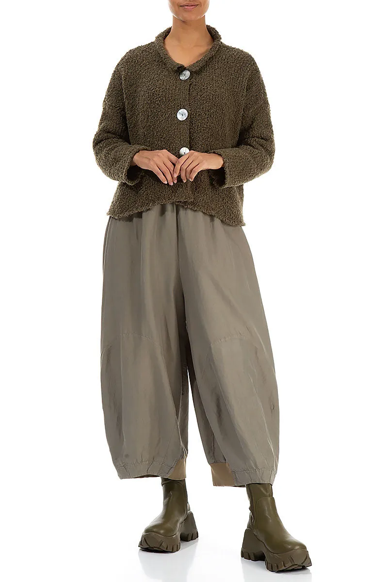 Wide Silver Sage Silk Cotton Trousers