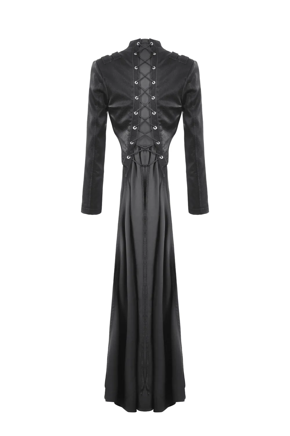 Women's Long Black Gothic-Inspired Cape with Laces Back